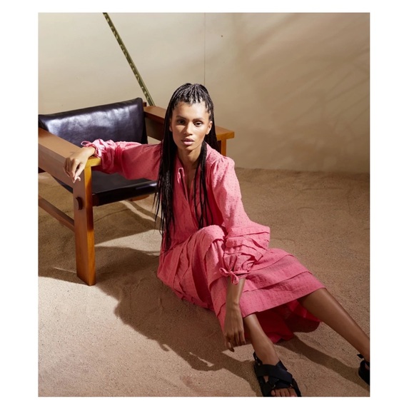 New! RUE STIIC Laney Pleated Ruffled Maxi Dress - Picture 4 of 11